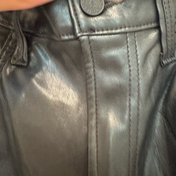 L1. MOTHER Rider Ankle Faux-Leather Black Fleece Lined Pants - Picture 5 of 11